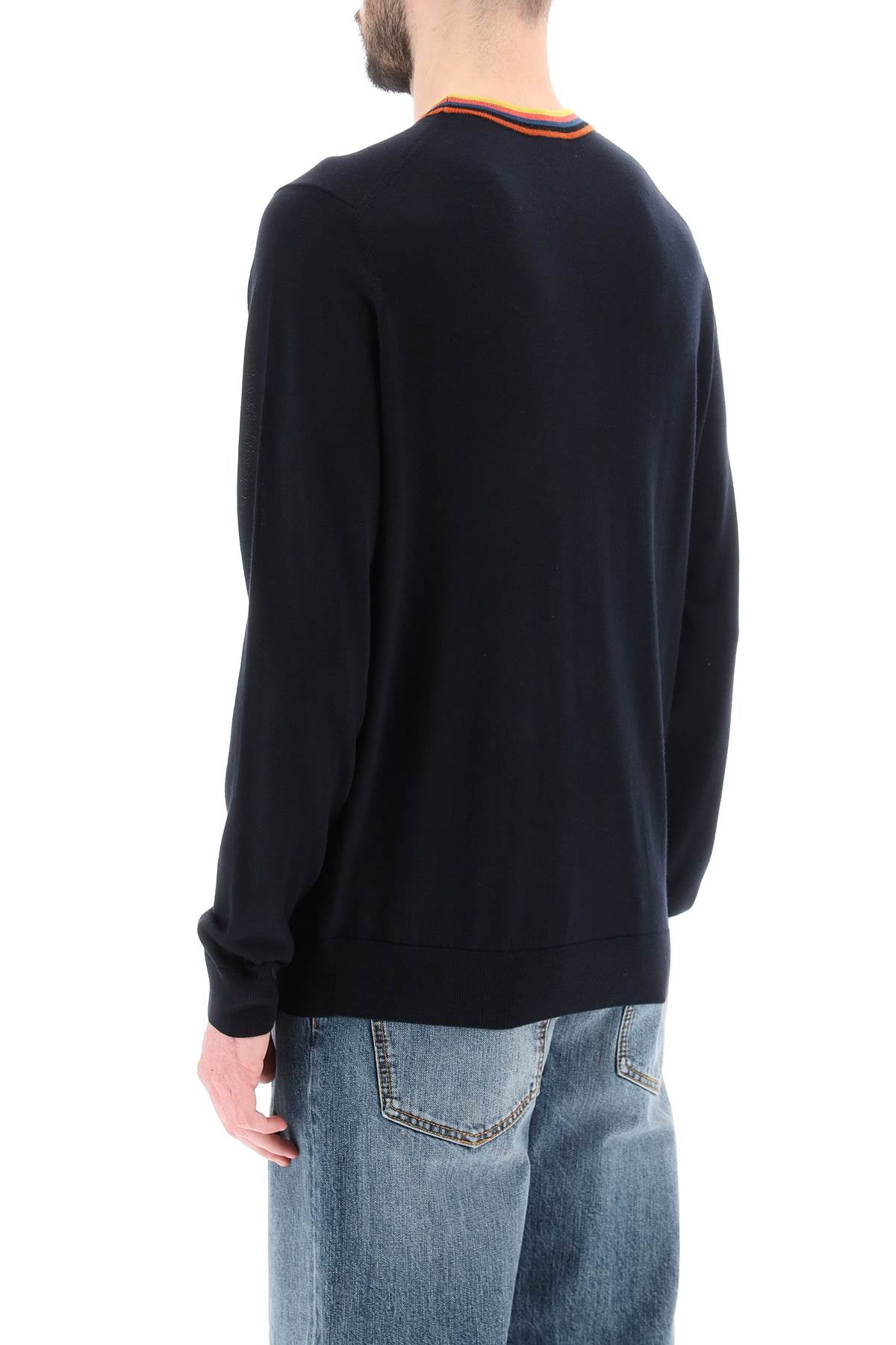 Paul smith merino wool sweater with tricolour detail