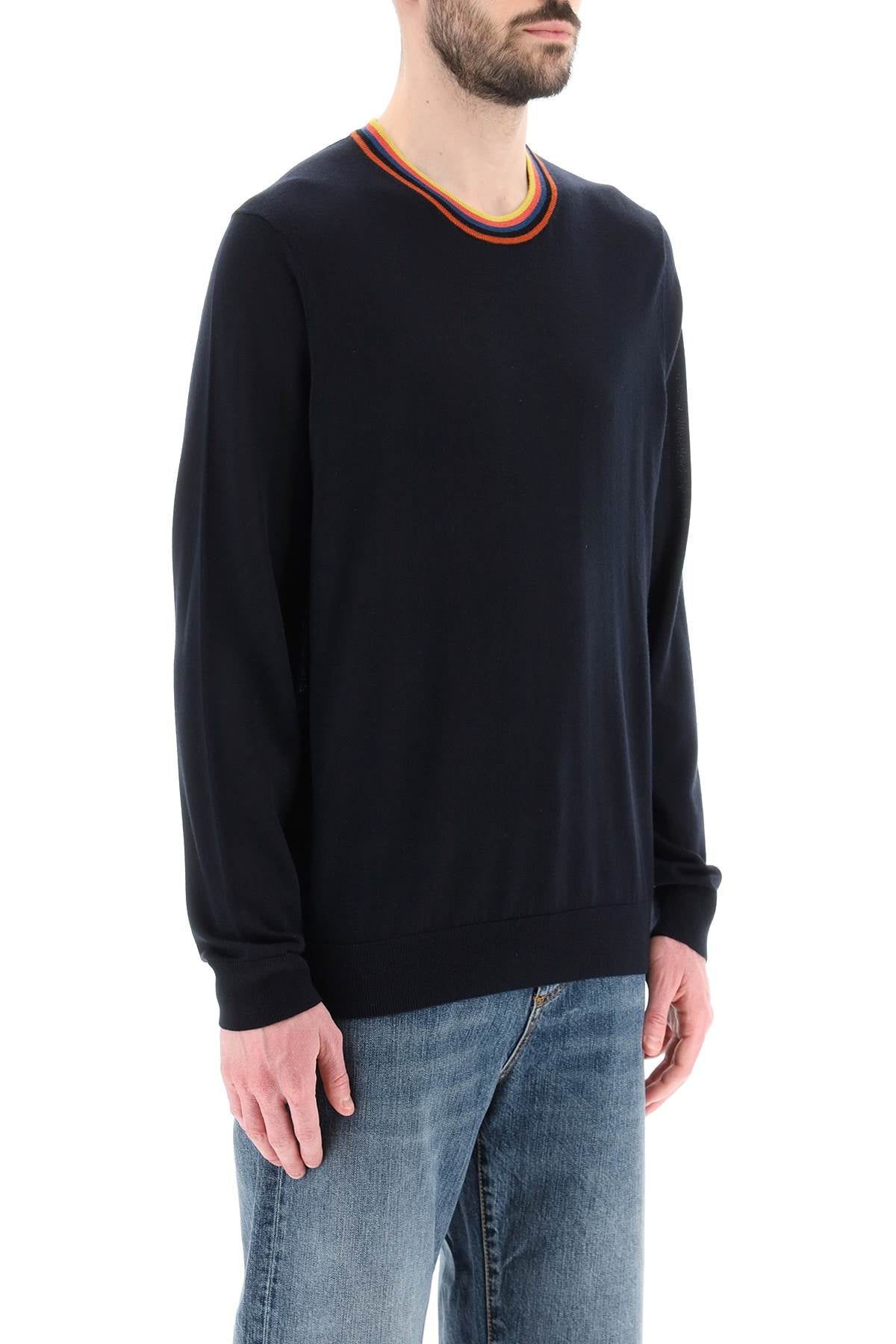 Paul smith merino wool sweater with tricolour detail